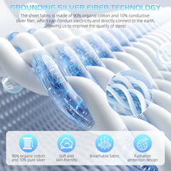 HLLBLL Grounding Sheet, 90% Organic Cotton+10% Pure Silver Organic Fitted Grounded Sheet for Improved Sleep