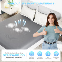 HLLBLL Grounding Sheet, 90% Organic Cotton+10% Pure Silver Organic Fitted Grounded Sheet for Improved Sleep