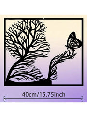3pcs Black Metal Wall Art Decor Tree Of Life Metal Tree Wall Art Tree Sign Metal Wall Decoration Housewarming Hanging Wall Art