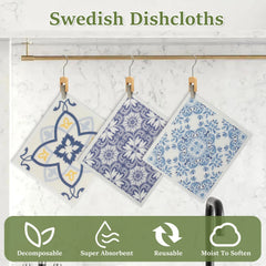 5/6/12PCS Kitchen Dish Towels Absorbent Swedish Dishcloths Kitchen Dish Rags Soft Non-woven Cloths for Washing Dishes Cleaning