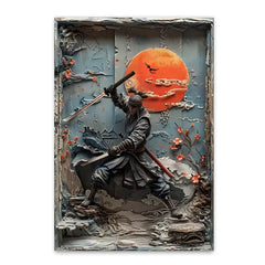 Japanese Ninja Warrior Poster Printing, Retro Character Canvas Wall Art, For Cafes, Bars, Clubs Home Decoration