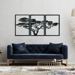 3pcs Black Metal Wall Art Decor Tree Of Life Metal Tree Wall Art Tree Sign Metal Wall Decoration Housewarming Hanging Wall Art