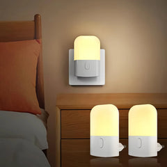 1/2pcs Plug-in LED Night Light, Mini Warm White LED Nightlight, Adjustable Brightness for Bedroom, Bathroom, Kitchen, Hallway