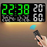 Large Digital Wall Clock with 7Colors Mood Light 2 Alarm TEMP Humidity Date Table Clock 12/24H Timing Countdown LED Alarm Clock