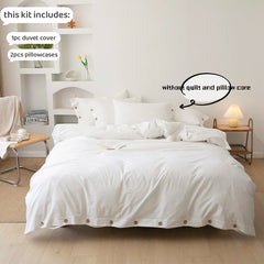 3pcs 100% cotton bedding set Double Duvet Cover Set 220x240 Solid Twist Cotton King Size Bedding Set Quilt Cover Set