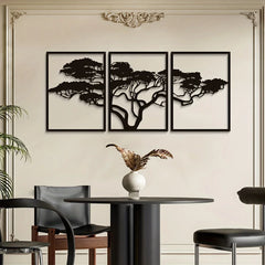 3pcs Black Metal Wall Art Decor Tree Of Life Metal Tree Wall Art Tree Sign Metal Wall Decoration Housewarming Hanging Wall Art