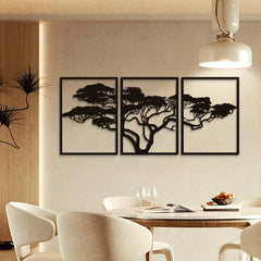 3pcs Black Metal Wall Art Decor Tree Of Life Metal Tree Wall Art Tree Sign Metal Wall Decoration Housewarming Hanging Wall Art
