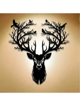 1-Piece 15.75×14.72-Inch Deer-Tree Metal Wall Sculpture | Halloween & Christmas Gift, Metal-Carved Indoor/Outdoor Decor