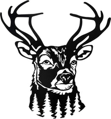1-Piece 15.75×14.72-Inch Deer-Tree Metal Wall Sculpture | Halloween & Christmas Gift, Metal-Carved Indoor/Outdoor Decor