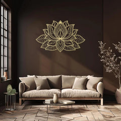 Iwa Motif Radiant Mandala Metal Wall Sculpture | Lotus Bloom Zen Decor | Halloween & Christmas Gift