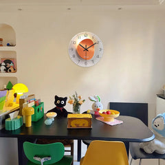 Light Luxury Light and Shadow Flat Pattern Tempered Glass Wall Clock for Living Room, Bedroom, Kitchen, Home Decoration, Silent Quartz Clock, Holiday Gift 12-16inch (Non-Lit)