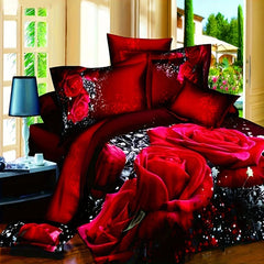2/3pcs Duvet Cover Set, Red Rose Print Bedding Set, Soft Comfortable Duvet Cover, (1*Duvet Cover + 1/2*Pillowcase, Without Core)