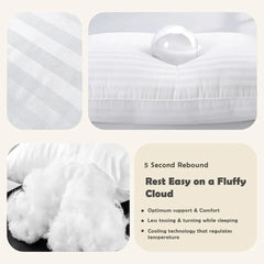 LUX Décor Hotel Stripe Pillows Set of 2 – Down Alternative Bed Pillows for Sleeping – Soft & Supportive Hotel Quality