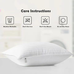 LUX Décor Hotel Stripe Pillows Set of 2 – Down Alternative Bed Pillows for Sleeping – Soft & Supportive Hotel Quality