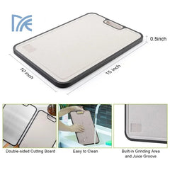 Double Sided Food Grade Cutting Board Kitchen, Pure Titanium & Wheat Straw PP Surface, Easy Clean (1PC)