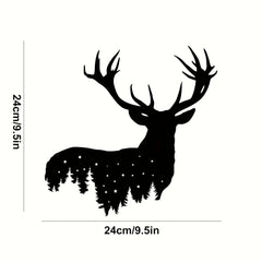 1-Piece 15.75×14.72-Inch Deer-Tree Metal Wall Sculpture | Halloween & Christmas Gift, Metal-Carved Indoor/Outdoor Decor