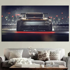 Modern Wall Art Black Supercar 911 GT Back View, HD Canvas Print Poster, Home, Living Room, Corridor, Decoration Painting