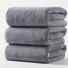 3PCS Large Bath Towels Set Grey Adult Coral Velvet Bathroom Absorbent