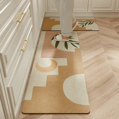 Carpet for Kitchen Waterproof Floor Mat Beige Carpets Pvc Leather Non-slip