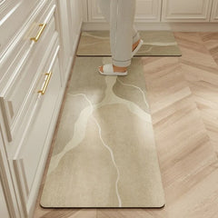 Carpet for Kitchen Waterproof Floor Mat Beige Carpets Pvc Leather Non-slip