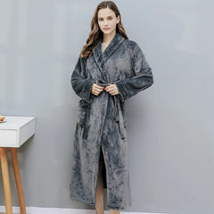 Female Autumn and Winter Warm Long Coral Velvet Thick Couple Bath