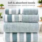 6Pc Stripe Quick-Dry Towel Set