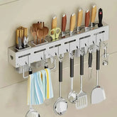 Multifunctional storage rack no punching chopsticks tubes integrated storage wall mounted knife holder for household kitchens