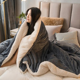 Wool Throw Blanket Keep Warm Winter Bed Blankets Double Sided Queen Duvet