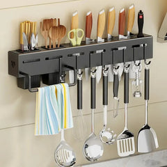 Multifunctional storage rack no punching chopsticks tubes integrated storage wall mounted knife holder for household kitchens