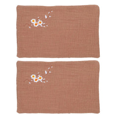 2Pcs Cotton Linen Tea Towels Vintage Embroidered
