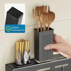 Multifunctional storage rack no punching chopsticks tubes integrated storage wall mounted knife holder for household kitchens