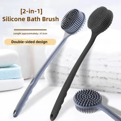 Soft Silicone Body Scrubber Back Brush Bath Shower Brush with Handle