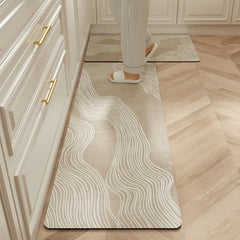 Carpet for Kitchen Waterproof Floor Mat Beige Carpets Pvc Leather Non-slip