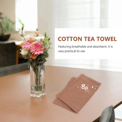 2Pcs Cotton Linen Tea Towels Vintage Embroidered