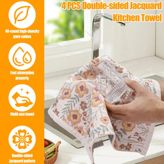 4Pcs Kitchen Tea Towels Cotton