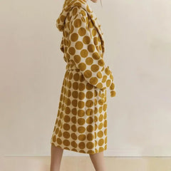 Retro Plaid 100% Cotton Bathrobe Super Soft Absortion Hooded Bathrobe