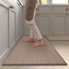 Washable Non-slip Kitchen Rug Faux Sisal Running Rug, Faux Woven Kitchen Mat