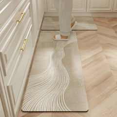 Carpet for Kitchen Waterproof Floor Mat Beige Carpets Pvc Leather Non-slip