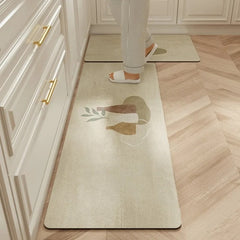 Carpet for Kitchen Waterproof Floor Mat Beige Carpets Pvc Leather Non-slip