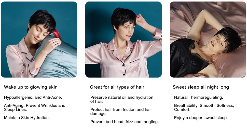 DISANGNI 100% Natural Mulberry Silk Pillowcase for Hair and Skin - Front in Pure Silk & Back in Breathable Lyocell Fiber, 1 Pack