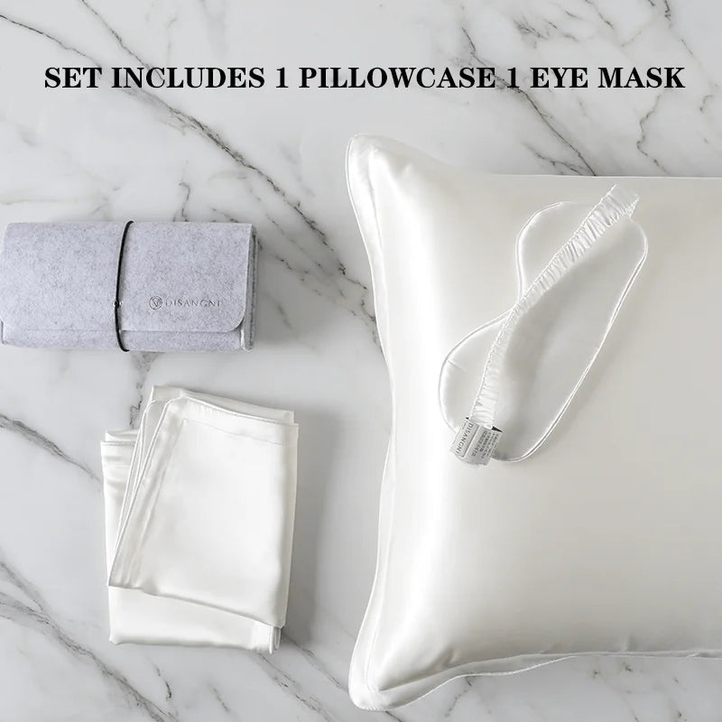 DISANGNI 100% Natural Mulberry Silk Pillowcase for Hair and Skin - Front in Pure Silk & Back in Breathable Lyocell Fiber, 1 Pack
