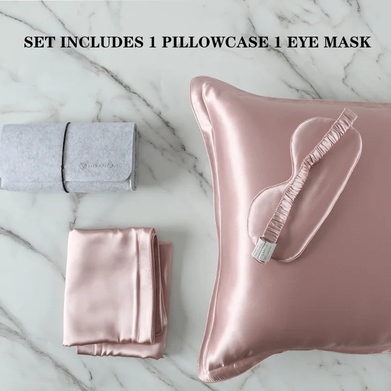 DISANGNI 100% Natural Mulberry Silk Pillowcase for Hair and Skin - Front in Pure Silk & Back in Breathable Lyocell Fiber, 1 Pack