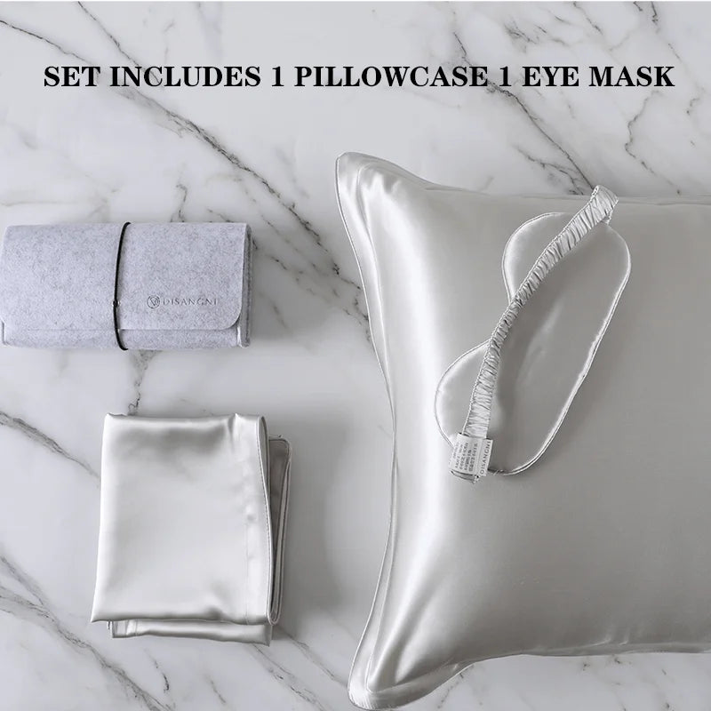 DISANGNI 100% Natural Mulberry Silk Pillowcase for Hair and Skin - Front in Pure Silk & Back in Breathable Lyocell Fiber, 1 Pack