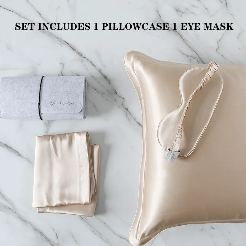 DISANGNI 100% Natural Mulberry Silk Pillowcase for Hair and Skin - Front in Pure Silk & Back in Breathable Lyocell Fiber, 1 Pack
