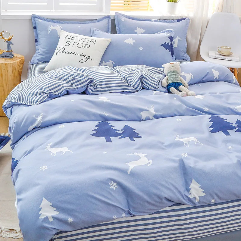 Daisy Printed King Size Duvet Cover Set with Sheets High Quality Washed Cotton Bedding Set Queen Home Bed Sets Comforter Covers