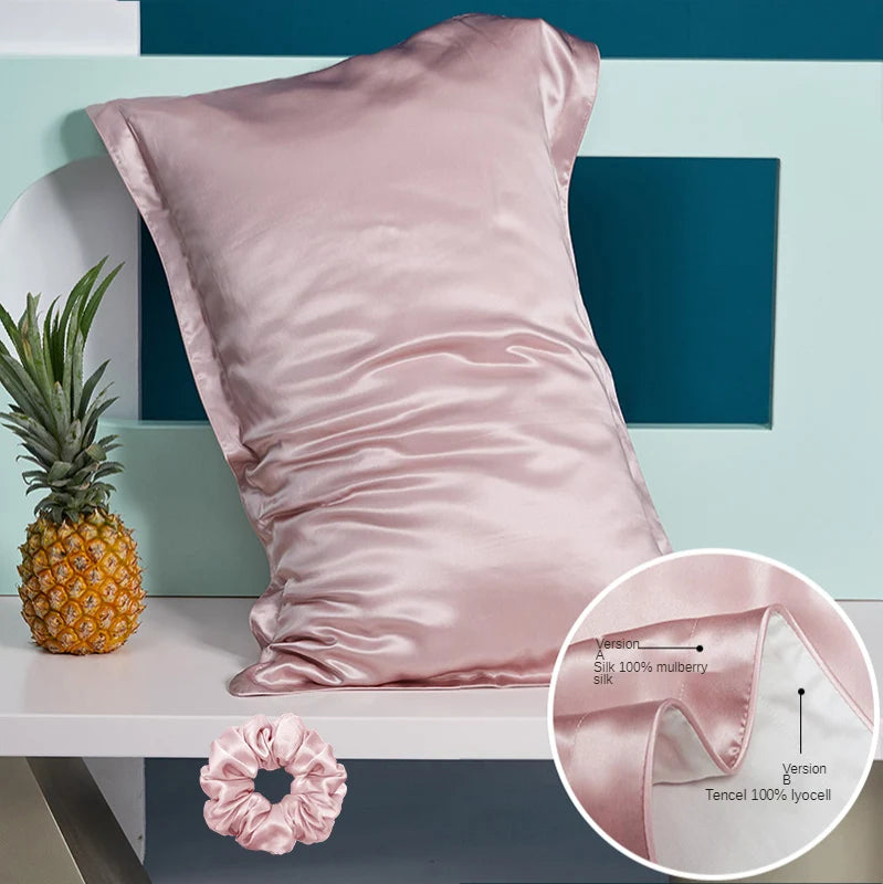 DISANGNI 100% Natural Mulberry Silk Pillowcase for Hair and Skin - Front in Pure Silk & Back in Breathable Lyocell Fiber, 1 Pack