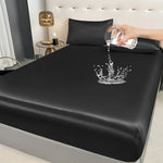Waterproof Smooth Satin Fitted Sheet For Single Double Queen King Bed Silky Mattress Protector For Women Kids Family with Pet