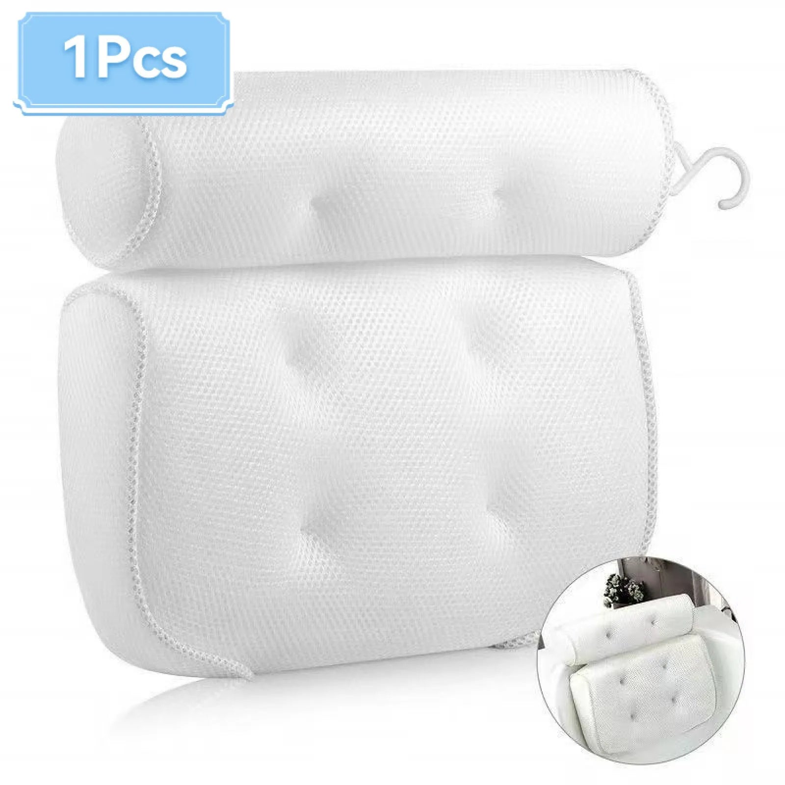 1/2 Pcs Spa Bathtub Pillow with Anti-Slip Suction Cups for Neck and Back Support, Air Mesh Bathtub Bathroom Accessory