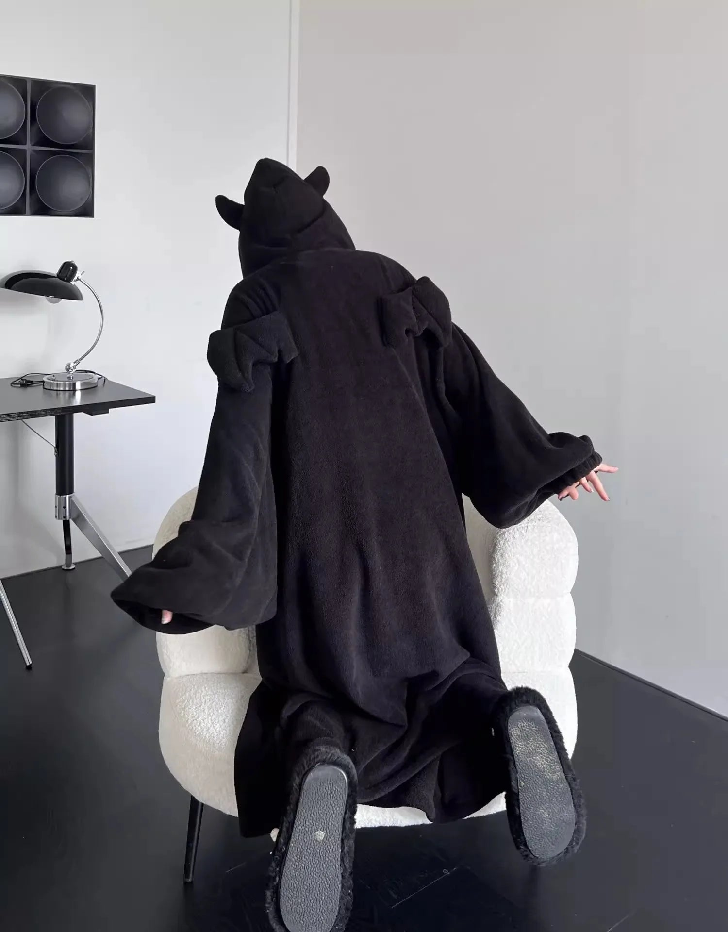 Thickened padded pajamas Solid color Homewear Loose oversized hooded Dresses Imp couple robe Fall and winter one-piece Sleepwear