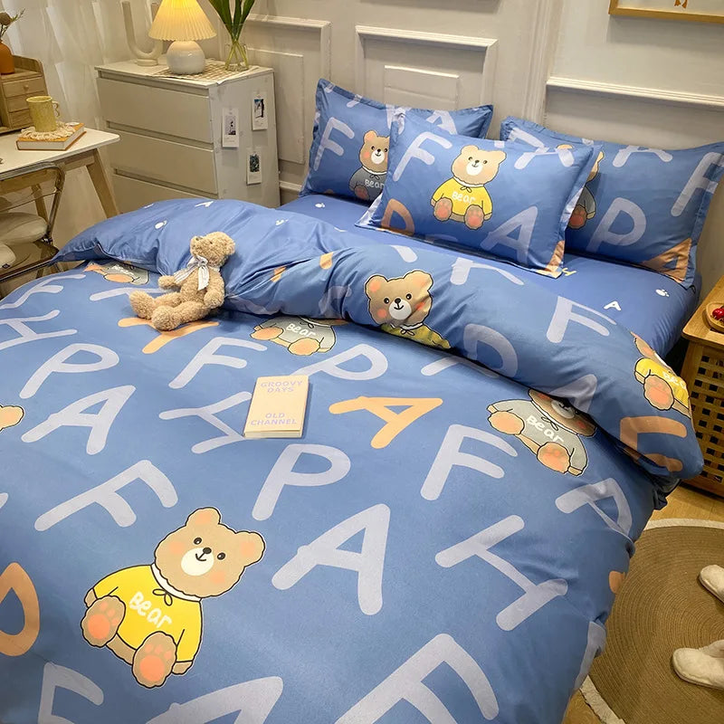 Daisy Printed King Size Duvet Cover Set with Sheets High Quality Washed Cotton Bedding Set Queen Home Bed Sets Comforter Covers